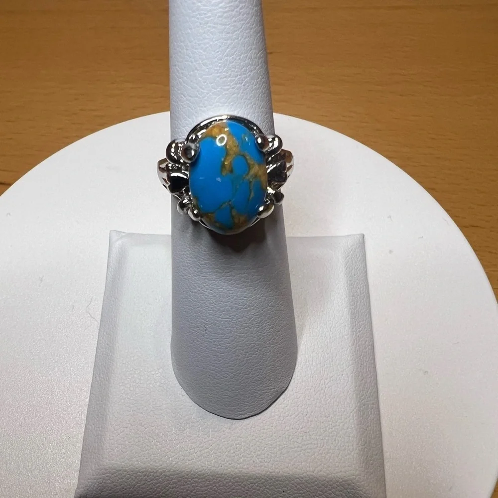 Brand New “Blue Gem”Turquoise Silver Statement Ring